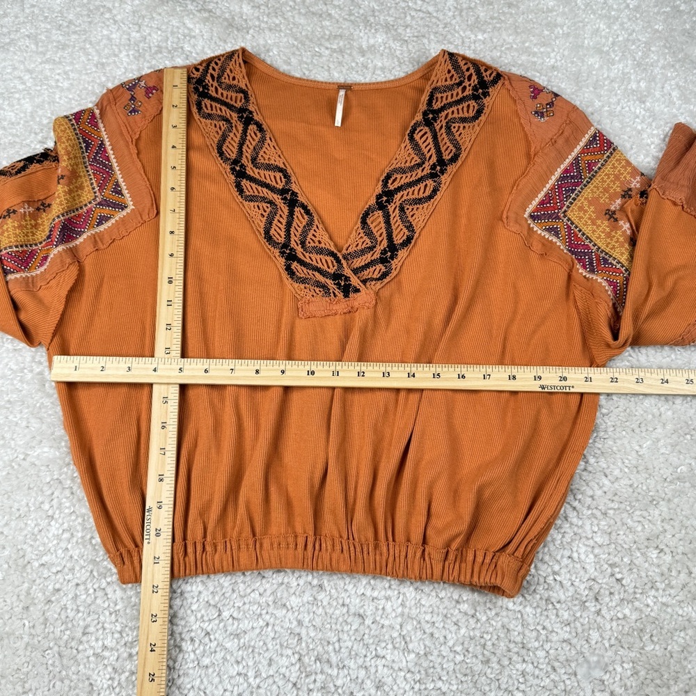 Free People Cross Country Sienna Bell Sleeve Bohemian Boho Top, Size Lar… - Picture 9 of 11